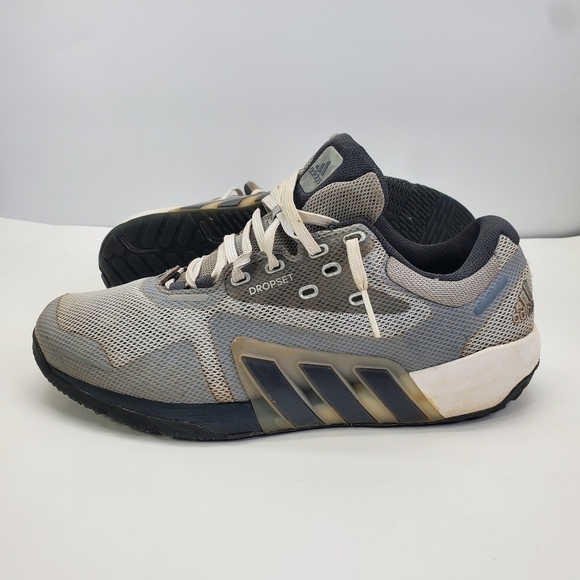 adidas Dropset Shoes Men 11 Trainer Gray White Three Stripe Athletic Sneaker - Picture 13 of 16